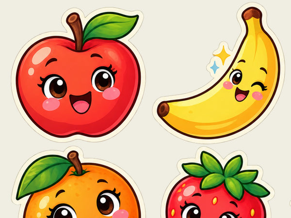 Cute Fruits Wall Decals, Set of 9, First Words Stickers, image 4