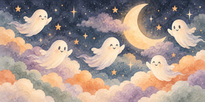 Watercolor Friendly Ghosts Halloween Wall Mural, image 3