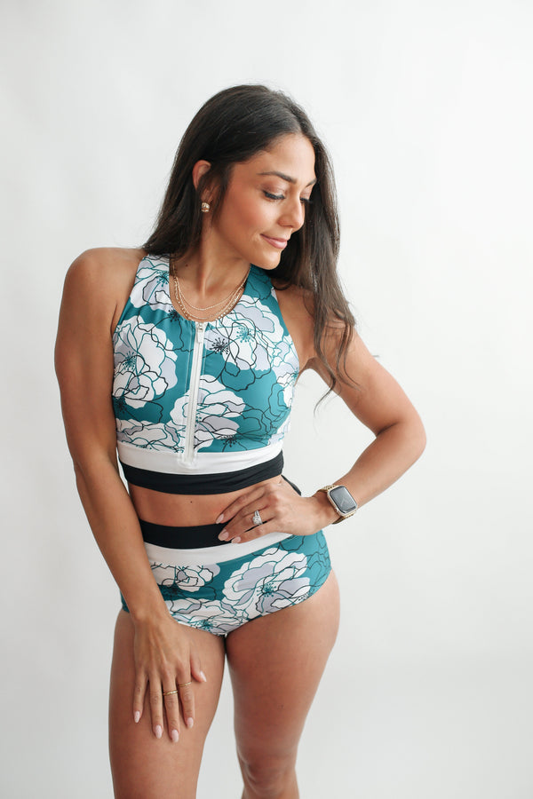 Crop Zip Up Breastfeeding Swimsuit Top | FINAL SALE