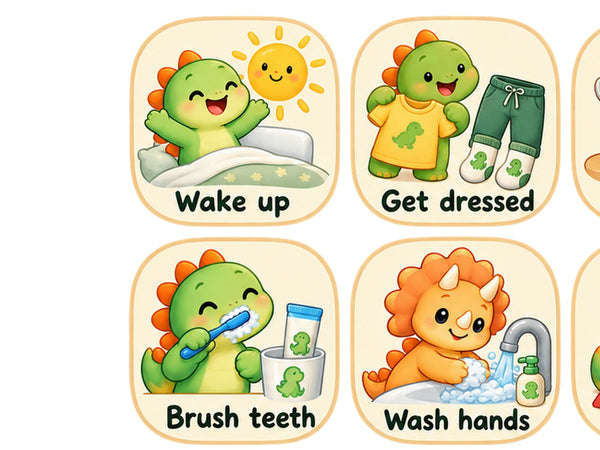 Dinosaur Daily Routine Wall Decals, Set of 12, image 4