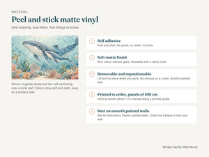 Watercolor Whale Family Ocean Wall Mural, image 7