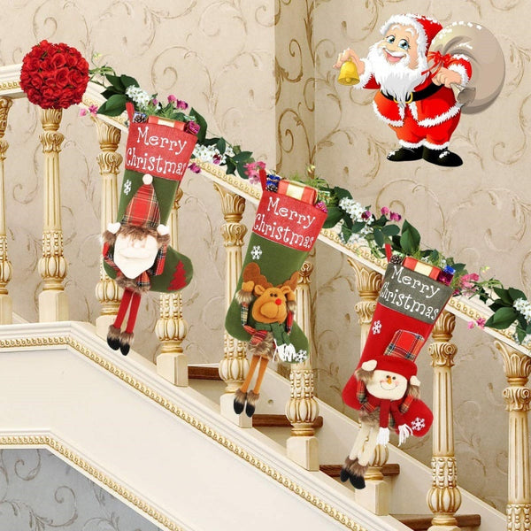 2024 Christmas Big Stockings 3D Plush Decor