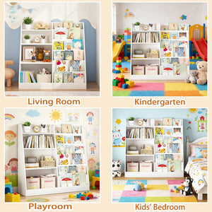 Kids Bookshelf with Toy Storage Organizer, 34.65" Wooden