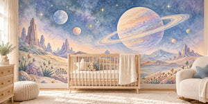 Watercolor Alien Planet Wall Mural, image 1