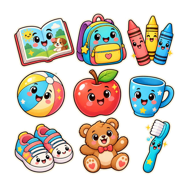 Cute Everyday Things Wall Decals, Set of 9, First Words Stickers, image 2
