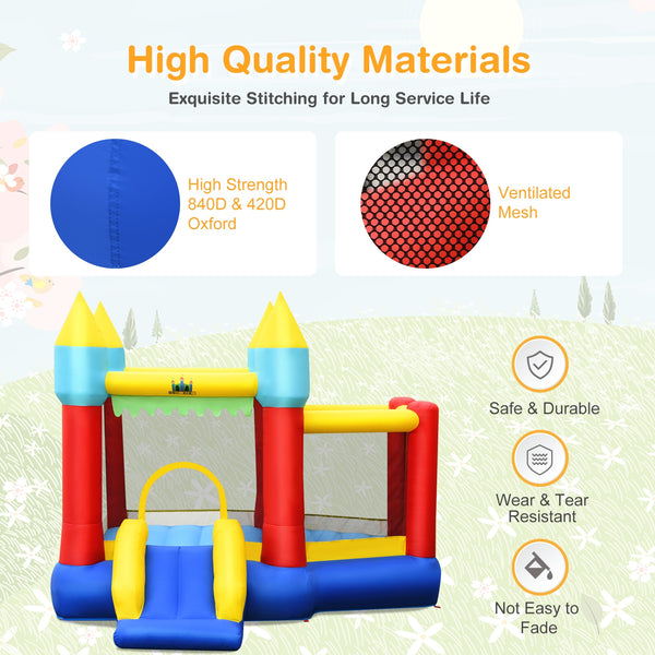 Inflatable Bounce Slide Jumping Castle Without Blower - Heavy-Duty