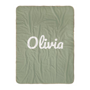 Classic Name sherpa baby blanket in sage