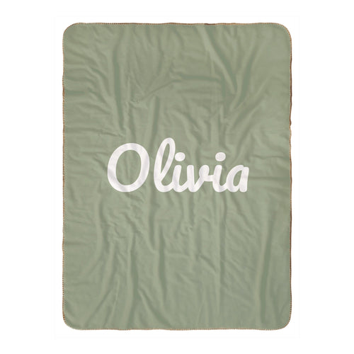 Classic Name sherpa baby blanket in sage