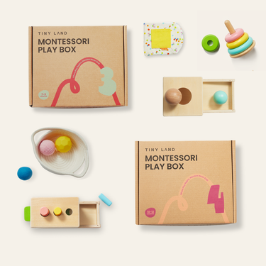 Tiny Land® Montessori Early Skills Baby Set for infants 7-12 months, promoting early development and learning.