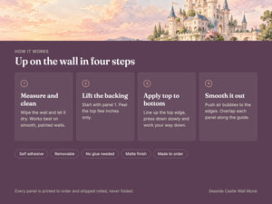 Watercolor Seaside Castle Fairy Tale Wall Mural, image 9