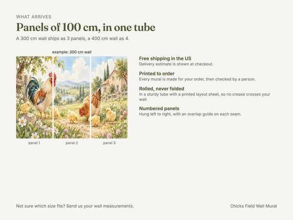 Watercolor Chicks Field Farm Wall Mural, image 8