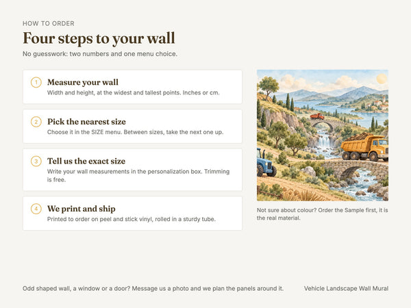 Watercolor Vehicle Landscape Wall Mural, image 6