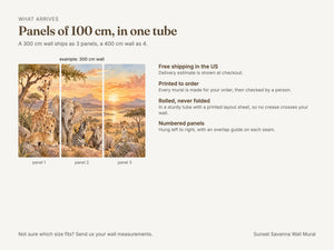 Watercolor Sunset Savanna Wall Mural, image 8