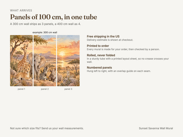 Watercolor Sunset Savanna Wall Mural, image 8
