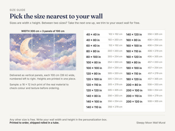 Watercolor Sleepy Moon Wall Mural, image 5