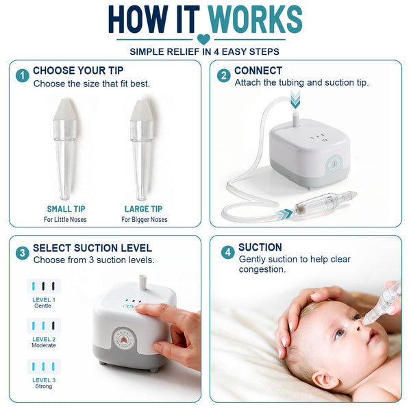 Happy Breathing Suction Baby Nasal Aspirator 3 Levels Rechargeable