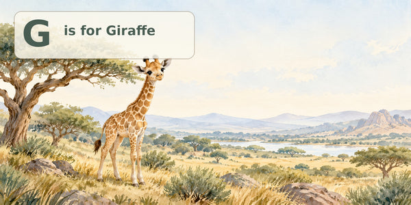 Watercolor G is for Giraffe Alphabet Wall Mural, image 3