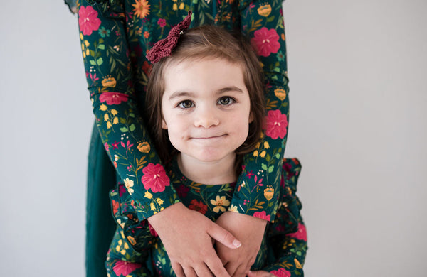 Long Sleeve Tulle Dress - Moody Flowers