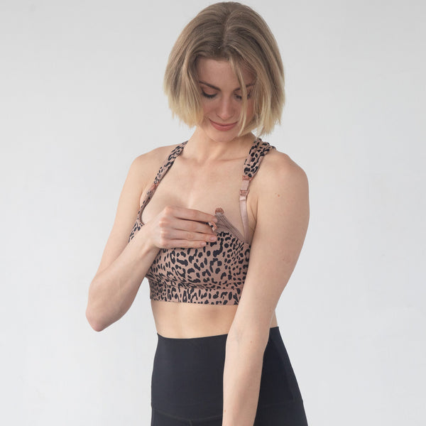 Chloe 4 Running Nursing & Pumping Sports Bra (Brown Leopard)