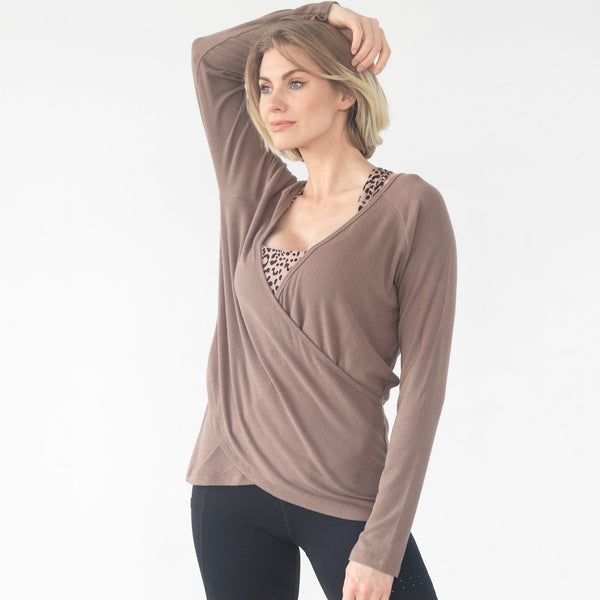 Charlotte Two-Way Nursing Wrap Sweater (Camel)