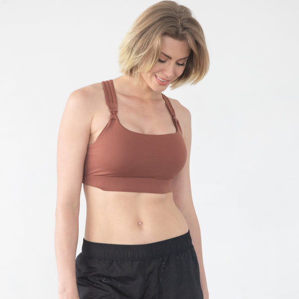 Chloe 3 Running Nursing Sports Bra (Rust)