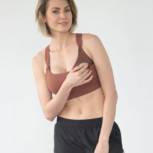 Chloe 3 Running Nursing Sports Bra (Rust)