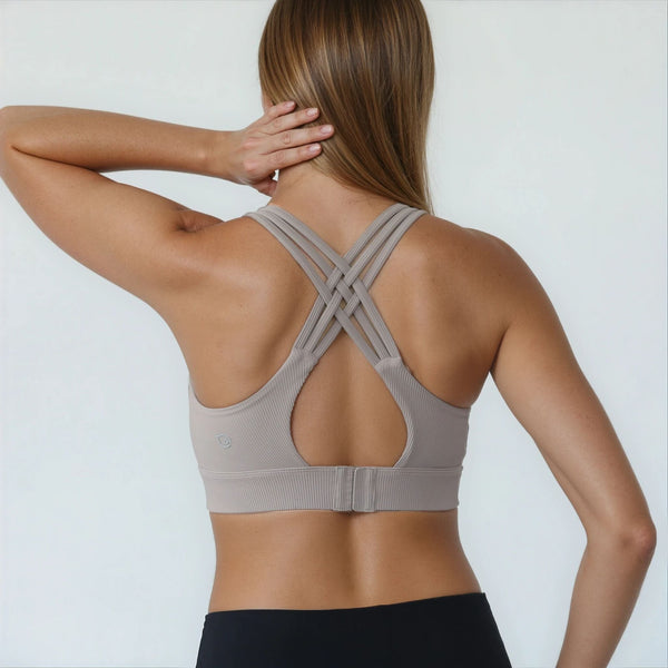 Chloe 4 Running Nursing & Pumping Sports Bra (Ribbed Chai)