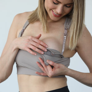 Chloe 4 Running Nursing & Pumping Sports Bra (Ribbed Chai)