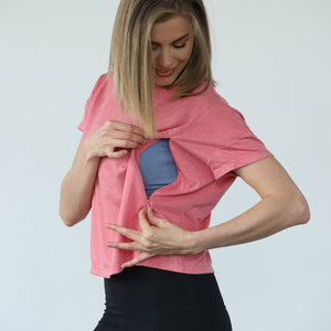 Abigail Short Sleeve Nursing T-Shirt (Sugar Coral)