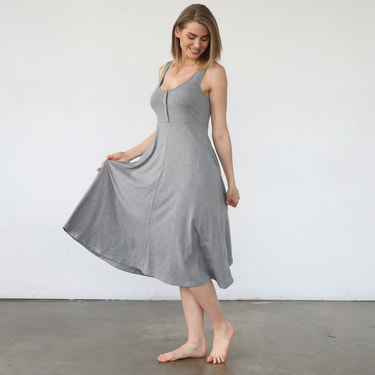 Audrey Softest Rib Nursing & Pregnancy Tank Dress (Dark Gray)