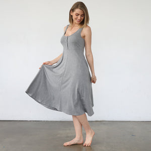 Audrey Softest Rib Nursing & Pregnancy Tank Dress (Dark Gray)