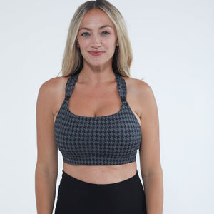 Chloe 4 Running Nursing & Pumping Sports Bra (Dark Houndstooth)