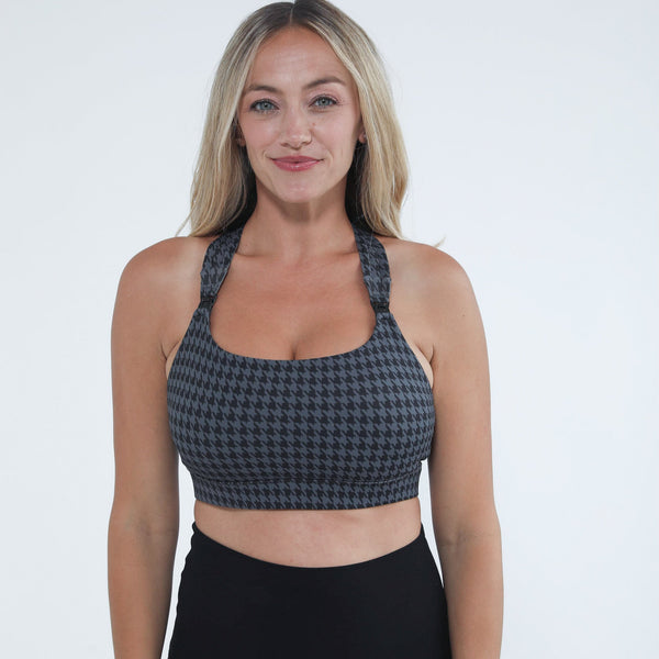 Chloe 4 Running Nursing & Pumping Sports Bra (Dark Houndstooth)