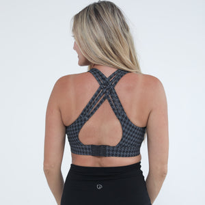 Chloe 4 Running Nursing & Pumping Sports Bra (Dark Houndstooth)