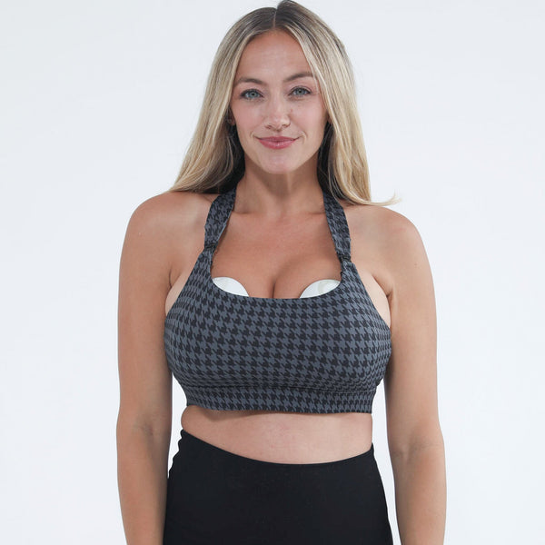 Chloe 4 Running Nursing & Pumping Sports Bra (Dark Houndstooth)
