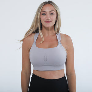 Chloe 3 Running Nursing Sports Bra (Satin Grey)
