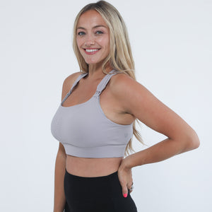Chloe 3 Running Nursing Sports Bra (Satin Grey)