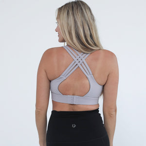 Chloe 3 Running Nursing Sports Bra (Satin Grey)