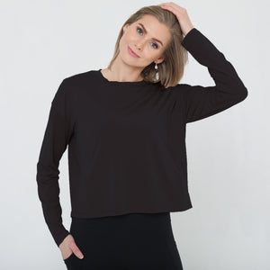 Abigail Long Sleeve Nursing Pullover (Noir)