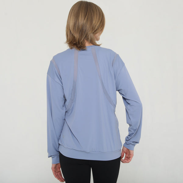 Ivy Mesh Long Sleeve Nursing Top (Pitch Blue)