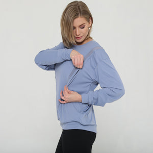 Ivy Mesh Long Sleeve Nursing Top (Pitch Blue)