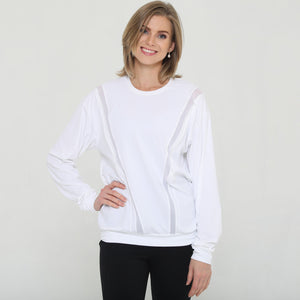 Ivy Mesh Long Sleeve Nursing Top (Blanc)