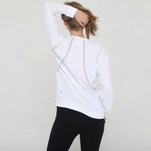 Ivy Mesh Long Sleeve Nursing Top (Blanc)