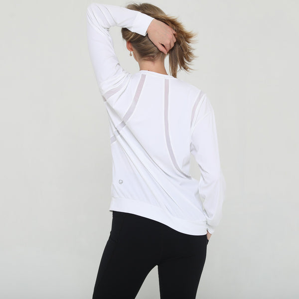 Ivy Mesh Long Sleeve Nursing Top (Blanc)
