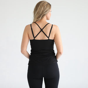 Sienna - Light Support Nursing & Pregnancy Cami Bra (Ribbed Noir)