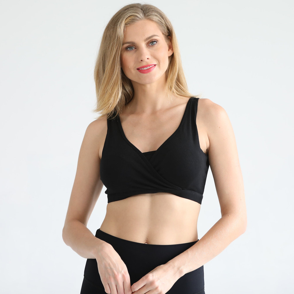 Luna Handsfree Pumping & Nursing Sleep Bralette in Noir for comfortable breastfeeding and sleep support.