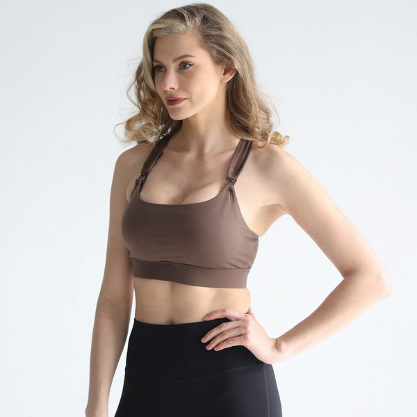 Chloe 4 Running Nursing & Pumping Sports Bra (Espresso)