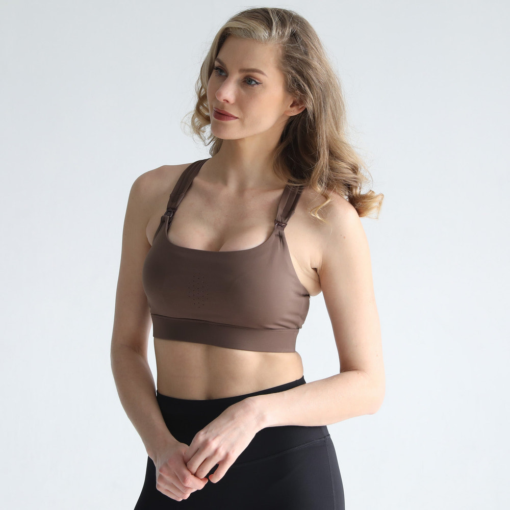 Chloe 4 Running Nursing & Pumping Sports Bra (Espresso)