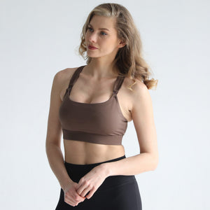 Chloe 4 Running Nursing & Pumping Sports Bra (Espresso)