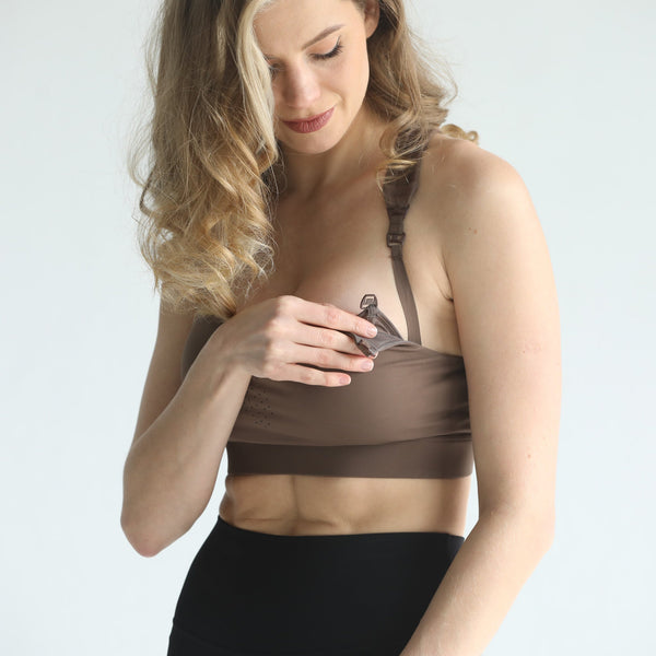 Chloe 4 Running Nursing & Pumping Sports Bra (Espresso)
